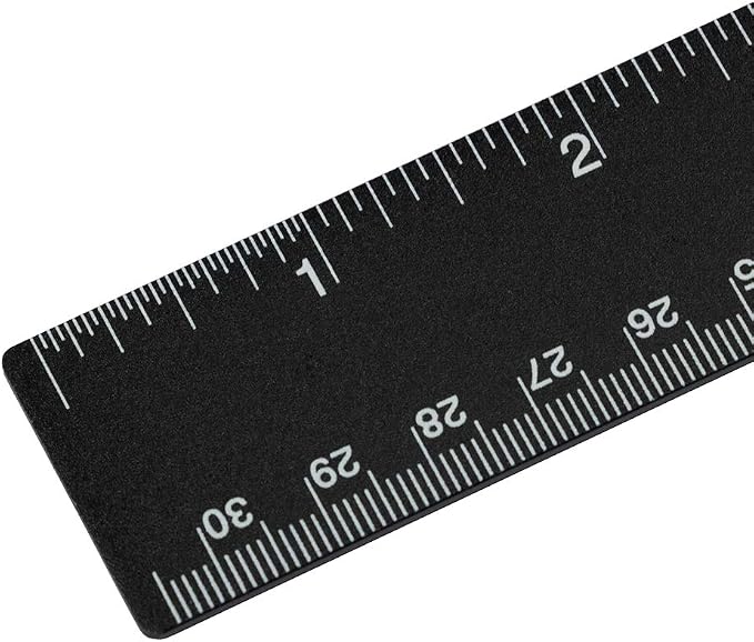JAM PAPER Strong Stainless Steel Ruler - 12 Inch - Metal Ruler with Non-Skid Cork Backing - Black Metallic - Sold Individually