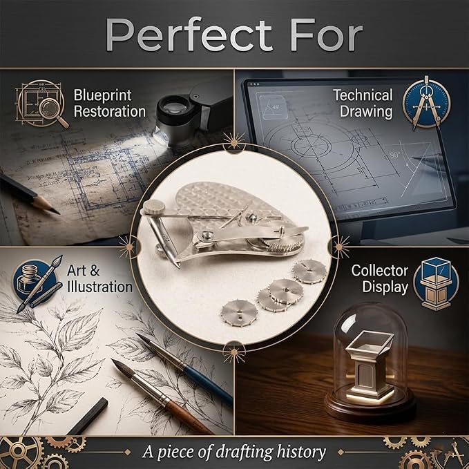 PulseForge Vintage Precision Dotting & Ruling Pen Set, Professional Technical Drafting Tools for Architects & Designers, for Masking Fluid & Mechanical Gear Train Drawing (B Style)