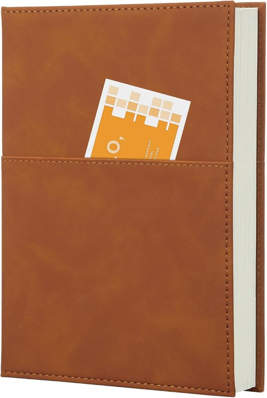 Comix Lined Journal Notebooks, 240 Pages, 5.5 x 8.3 inch, A5 Medium Hardcover Notebooks, Classic College Ruled Notebooks for Writing, Light Brown