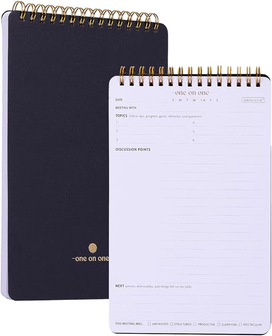 Meeting Notebook for Work with Action Plan - A5 Perfect Spiral Notepad for Team Leads to Professionally Manage Business Projects - 54 Sheets TO Keep Notes Organized & Productive-Black-A5