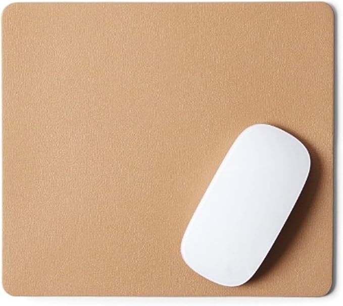 Leatherology Premium Tan Modern Mouse Pad – Full Grain Leather Desk Pad with Microsuede Base & Slim Travel Design