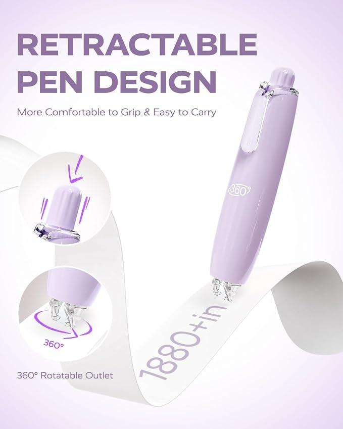 Four Candies Refillable Correction Tape, 4PCS White Tape with 4 Refills | Smooth White Pull-Out Tape for Instant Corrections, Easy to Use Applicator for Office, School Supplies (Purple)