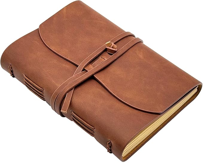 CooLeathor Dark Brown Notebook Journal - Leather Journaling for write A5 Size Diary 6.2x8.5 Inch,Notepad For Women,Man,Vintage,Gifts,Work,Traveler,Personal