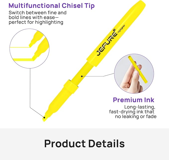 12 Pcs Highlighters, Chisel Tip, Yellow | Bible Highlighters, Quick Dry, for Studying, Note-Taking, College, Teacher & Student Supplies