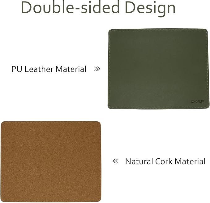 Leather Mouse Pad - Wood Mouse Pads with Stitched Edge,PU Non-Slip Mouse Mat,Double Side Mousepad,Waterproof Gaming Mouse Pad for Desk,Laptop,Office & Home,10.2" x 8.3",1 Pack (Army Green)