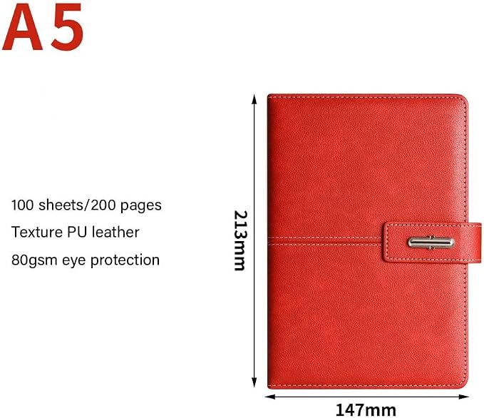 A5 Notebook Journal Leather Journal Hardcover With Pen Set for Work School Writing Business Notebook 200 pages + pen refill + gift box packaging(Red)