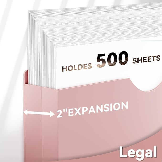 Plastic 2 Inch Expandable File Jackets Legal Size,12 Pack | Manilla Pocket Folders,File Jackets for Document,Expansion Pocket,Straight Cut Tab,Poly Project File Jacket,Pastel Color