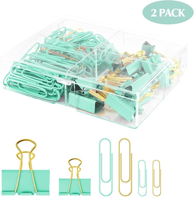 Cute Paper Clips Binder Clips Combo Set, Assorted Size Paper Clips for Office, Cute Office Supplies Set,