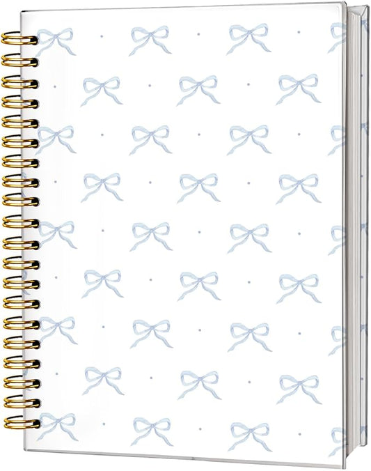Coquette Blue Bow Notebook Journals, Preppy Cute Notebook for Teen Girls Women, Cute School Supplies-Preppy Stuff, Coquette Stuff Trendy Hardcover Spiral Notebook 5.5x8.3