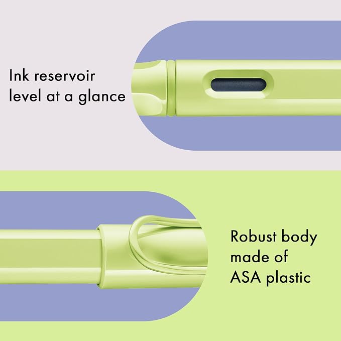 LAMY safari springgreen - Fountain Pen with ergonomic grip & polished steel nib in size B - ideal for any Writing & Calligraphy - including LAMY T 10 blue cartridge - Right-Handed