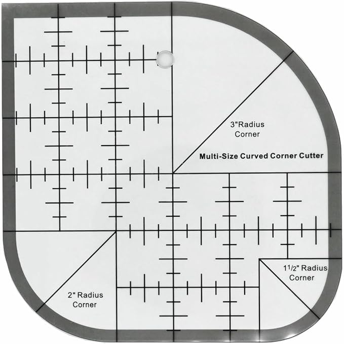 Quilting Ruler,Quilting Templates,Sewing Quilt Rulers,Acrylic Curved Corner Cutter,Precision Fabric Cutting Patchwork Tool for Quilting Sewing Craft DIY Projects,Black 6"x6"