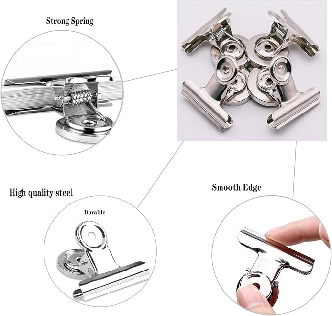 Strong Magnetic Clips, 40 Pack, 1-1/4 Inch, 31 mm, Black, Heavy Duty Refrigerator Magnet Clips, Medium Clip Magnets, Office Supplies, Photo Displays
