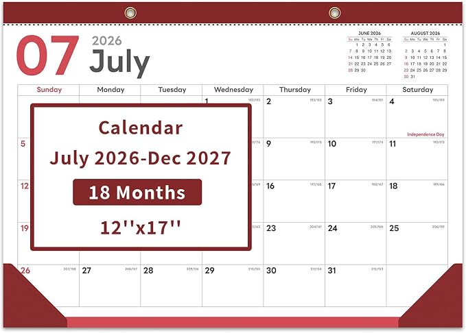 COMIX Desk Calendar 2026-2027, 17" x 12" Monthly Desktop Planner Pad with Frosted Cover, 18 Months July 2026 to December 2027, Thick 120 GSM Paper for Office School Home