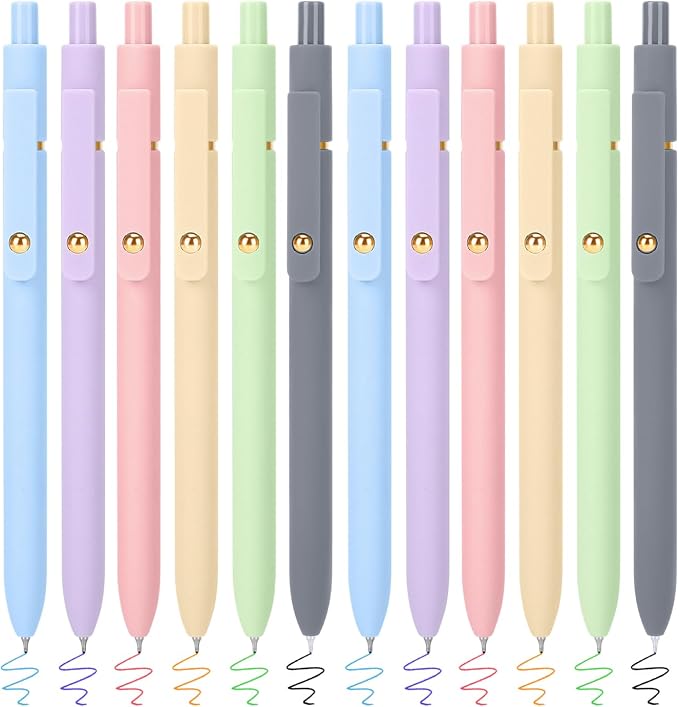 FIOVER Colored Pens, 12 Pack Colorful Gel Pens, Quick-Dry 0.7mm Medium Point for Journaling, Note Taking, Doodling, Aesthetic Office School Supplies, Gifts for Women Men(12PCS Multiple Colors)