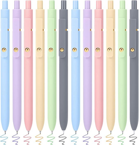 FIOVER Colored Pens, 12 Pack Colorful Gel Pens, Quick-Dry 0.7mm Medium Point for Journaling, Note Taking, Doodling, Aesthetic Office School Supplies, Gifts for Women Men(12PCS Multiple Colors)