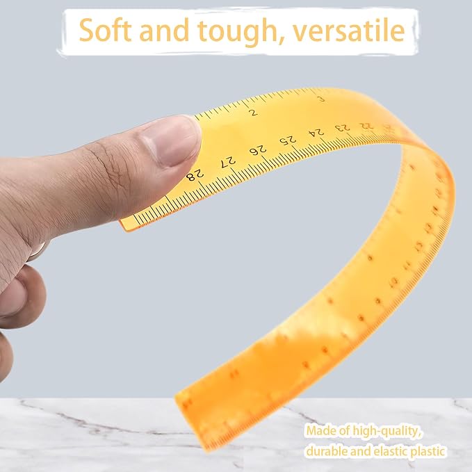 Colorful Clear Plastic Rulers 12 Inch - 8 Pack Transparent Assorted Color Rulers with Centimeters, Millimeters and Inches, Straight Rulers Bulk for Kids School, Classroom, Home & Office Supplies