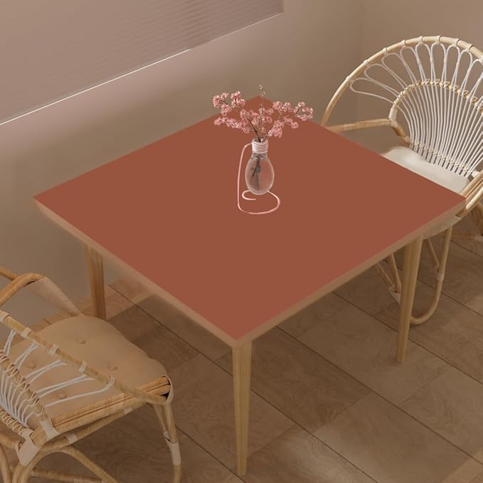 Faux Leather Table Cover,1.8mm Thick,42x42 Inch Table Protector,Table Protector for Dining Room Table,Dining Table Cover,Dining Table Protector Rectangle(Brown+Gray,42x42)