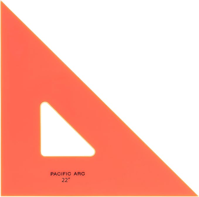 Pacific Arc Drafting Triangle, 22-inch, 45/90 Degrees, Fluorescent Orange