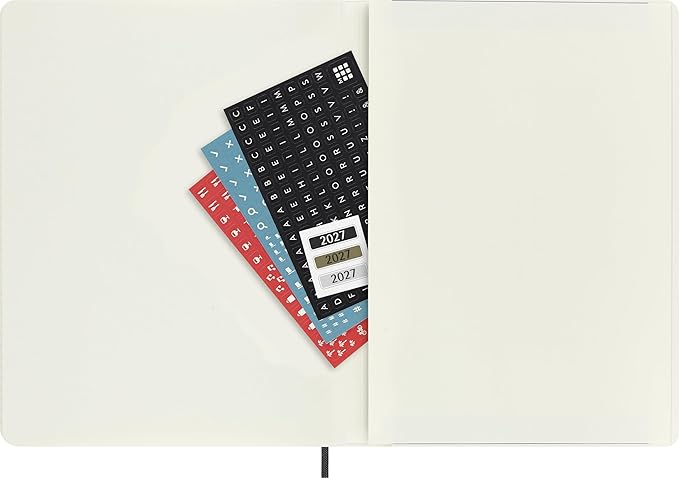 Moleskine 2026-27 18-Month Weekly Planner, XL, Black, Softcover | July 2026-December 2027 XL (7.5" x 9.75") 208-page weekly planner with weekly spreads, ruled notes pages, and stickers.