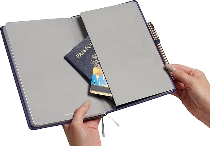 Eccolo Cool Jazz Hardbound Writing Journal, 192-Page Lined Paper, Lay-Flat | Elastic Band Closure, Interior Gusset Pocket, Double Ribbon Bookmarks and Built-In Pen Holder, Durable Section-Sewn Binding