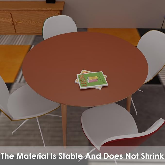 Round Table Cover - Can Be Used On Both Sides Waterproof and Easy to Clean Good Flatness Used for Dining Table(Brown+Gray Dia.42Inch)