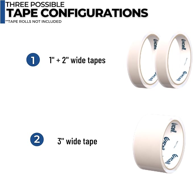 ICO by Excell Twin Premium Wide Metal Multi-Roll Desktop Tape Dispenser, ET-12271, 2 inch Wide, 3 inch Core, Pack of 16