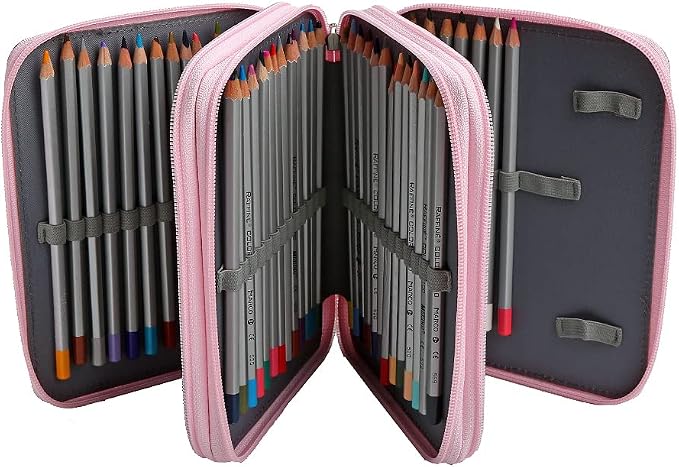Rose Pencil Organizer - 72 Slot Case with Zipper for Watercolor Pens, Markers & More