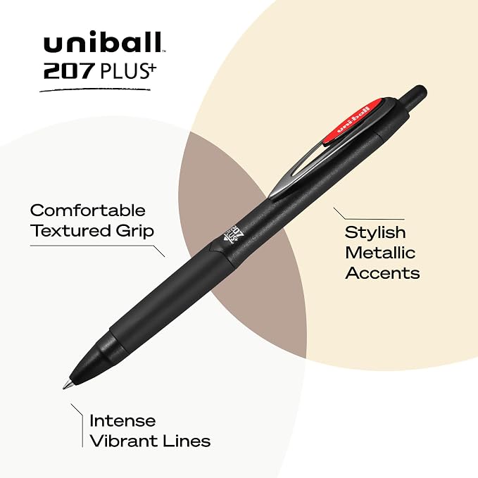 Uni-Ball 207PLUS+ Gel, 0.7MM, Red, OS Dozen (Pack of 12)
