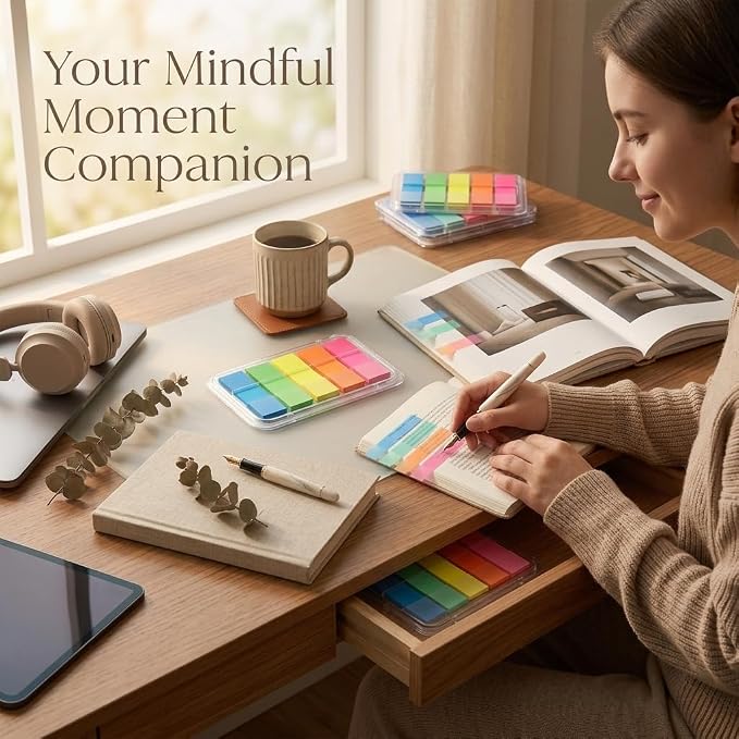 300Pcs Aesthetic Sticky Tabs for Annotating Books, Colorful Transparent Page Markers & Flags, Clear Index Note Stickers for Bible, Notebooks & Reading, Small Mini Pop Up Tab Set