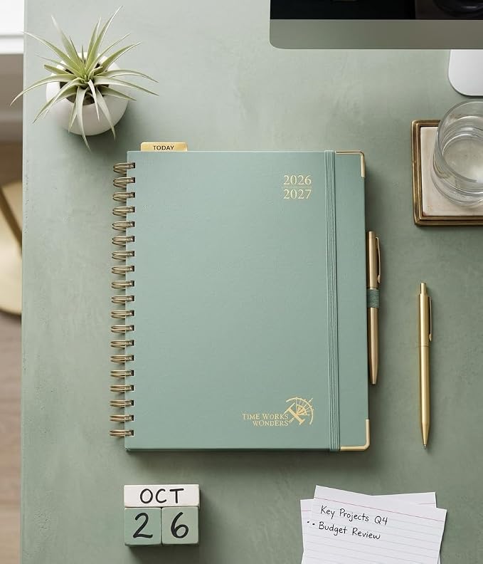 POPRUN 2026-2027 Weekly Planner 10" x 8"Weekly and Monthly Planner Calendar | Jul 2026 - Jun 2027，Daily Agenda Book & Appointment Book with Hourly Schedule, Tabs, Hardcover- Midnight Green