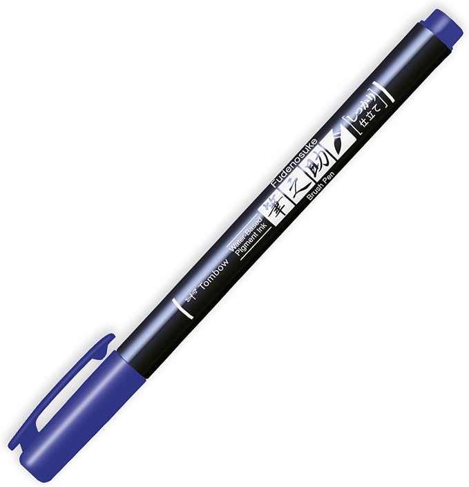 Tombow Fudenosuke Calligraphy Brush Pen - Black, Blue, Red Ink - Pack of 3 In Envelope Gift Packaging