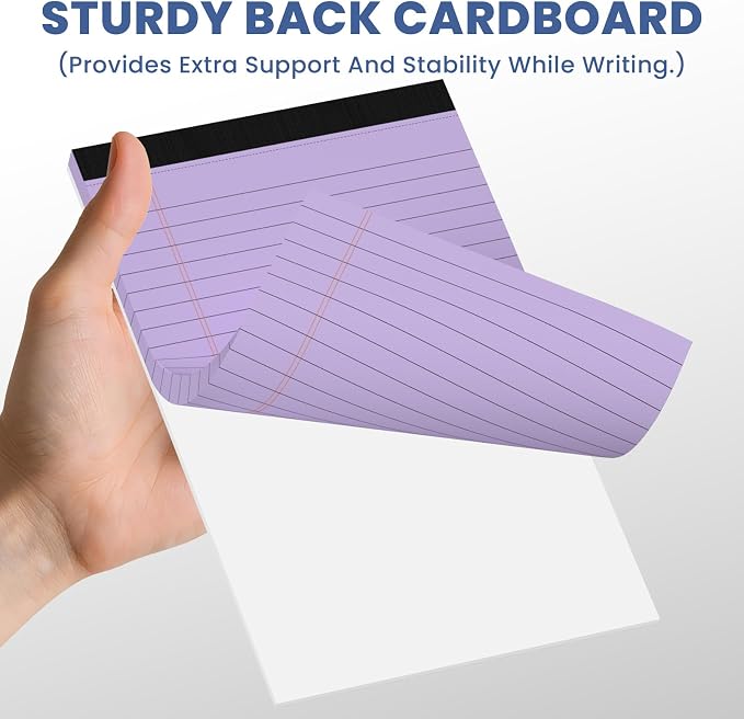 6pcs Small Note Pads, Purple Notepads 5x8 College Ruled Notebook, Writing Pads 5 x 8, Legal Pads, Pad Paper Perforate Notebooks for Work, Message, School, Office Supplies,30 Sheets/Pack