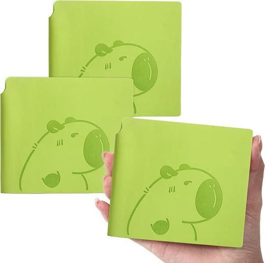 BOBO RABBIT 3 Pack Mini Blank Notebooks Pocket Size Unlined Paper Journal Notebook Total 600 Pages Sketch Book Small Softcover Vegan Leather No Line Sketchbook Cartoon Capybara Pattern for Travelers Drawing Sketching Travel Lay Flat, 3.9"x3.9" Inner(Mi...