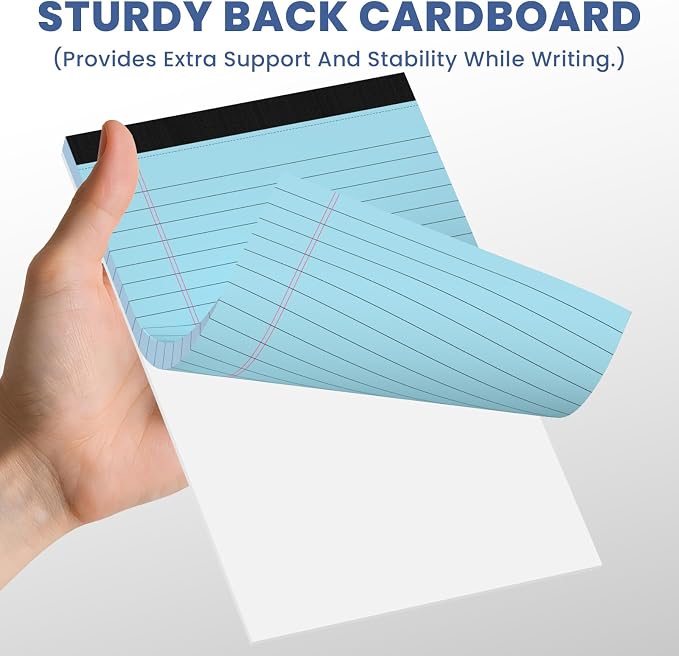 6pcs Small Note Pads, Blue Notepads 5x8 College Ruled Notebook, Writing Pads 5 x 8, Legal Pads, Pad Paper Perforate Notebooks for Work, Message, School, Office Supplies,30 Sheets/Pack