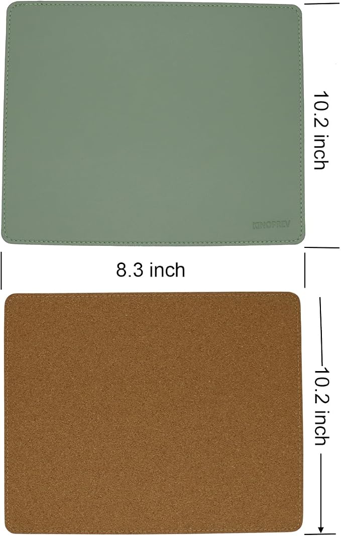 Leather Mouse Pad - Wood Mouse Pads with Stitched Edge,PU Non-Slip Mouse Mat,Double Side Mousepad,Waterproof Gaming Mouse Pad for Desk,Laptop,Office & Home,10.2" x 8.3",1 Pack (Olive Green)