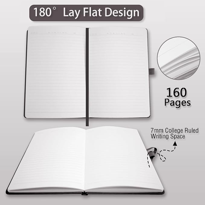 Heture Hardcover Journal Notebooks, A5 Lined Notebook for Writing and Work, 160 Pages 100 GSM Thick Paper, Ruled Notebooks Bulk with Elastic Closure, Hardcover Notebook for Work, School, Travel, Note Taking (Assorted Colors, 10 Pack)