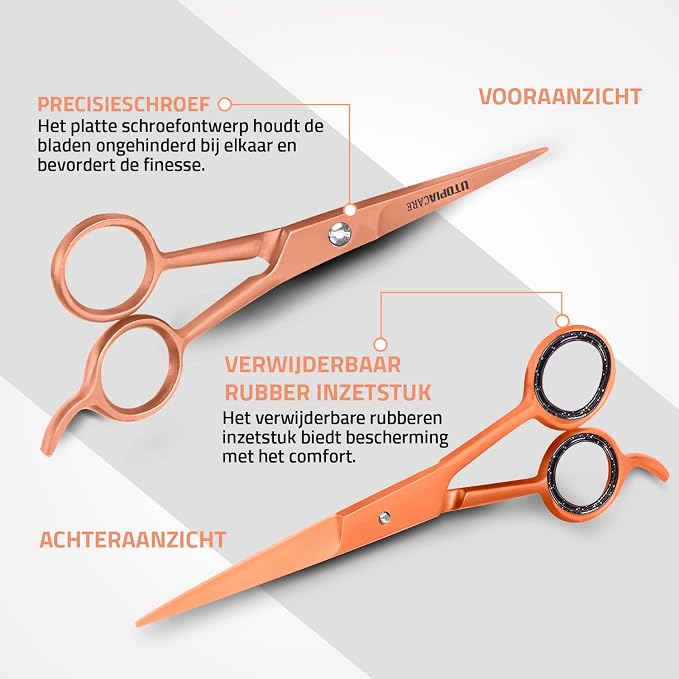 Utopia Care Hair Cutting and Hairdressing Scissors 6.5 Inch, Premium Stainless Steel Shears with Smooth Razor and Sharp Edge Blades for Salons, Men, Women and Kids, Rose Gold