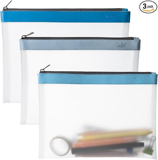 Mr. Pen- Clear Pencil Pouch, 9" x 6.88", 3 Pack, Durable TPU Material | Large Water-Resistant Pencil Bags with Smooth Zipper, Multipurpose Clear Pouch for Stationery, School, Office