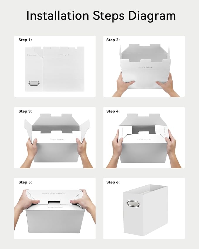 Oterri Cardboard File Organizer Box for Hanging File Folders Letter Size,File Box for Computer Desk,File Cabinet,Working Home,Office,Classroom (Black+White, Letter Size - 2 Packs)