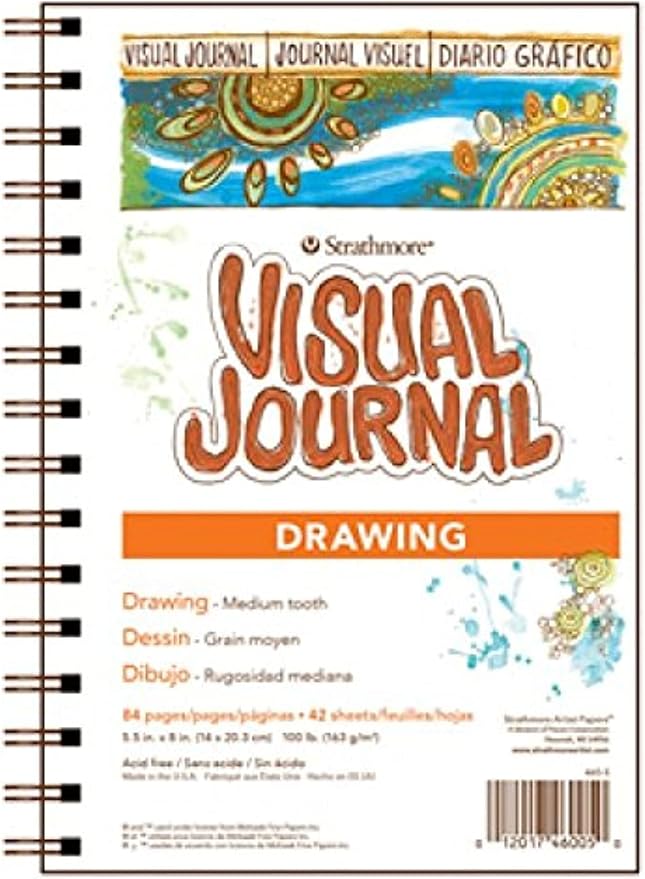 Strathmore Wire Bound Visual Journal, 100 lb. Drawing Paper, 5.5 X 8 inches, 42 Sheets (460-5)