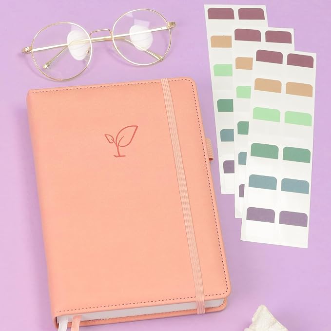 Hoci Poci 400 Pages Lined Journal Notebook, 5.8" x 8.4", Pink | Thick Journal for Writing, A5 Hardcover Leather Notebook with 100Gsm College Ruled Paper for Women Men Work Note taking