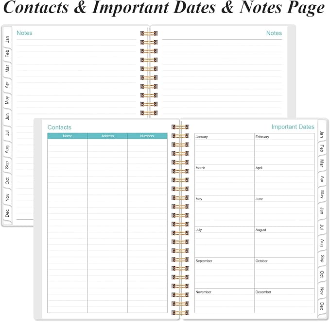 2026 Daily & Monthly Planner - One Page Per Day, Daily Planner 2026 from January 2026 to December 2026, Planner 2026 with 12 Monthly Tabs, 6.4" x 8.5", Rose Leaf