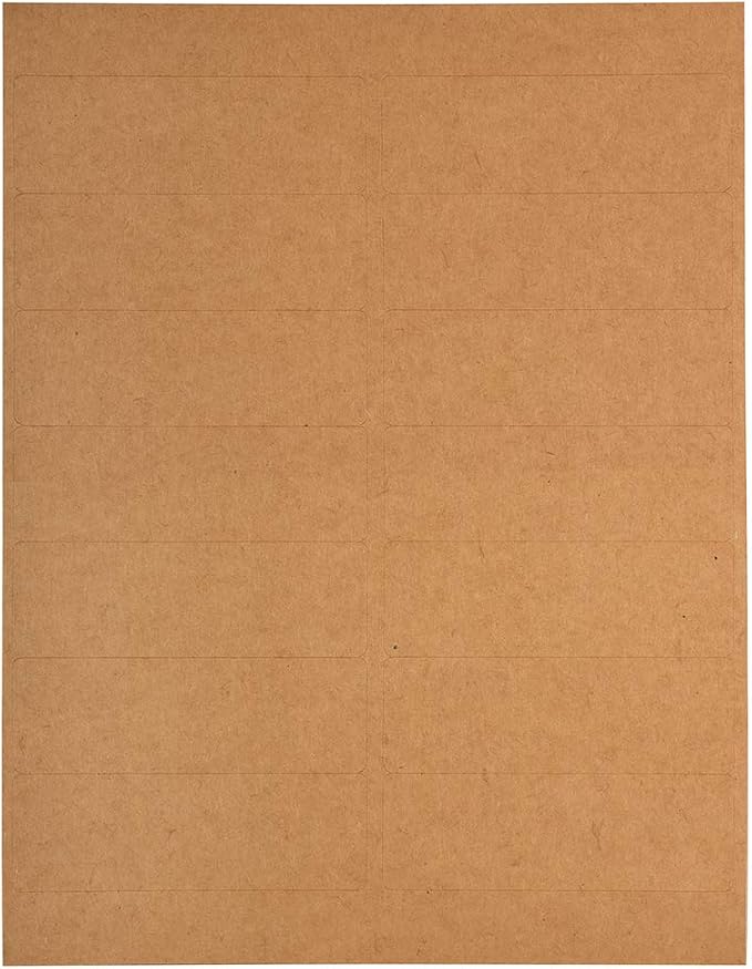 JAM PAPER Shipping Address Labels - Rectangular - 1 1/3 x 4 - Brown Kraft - 126/pack