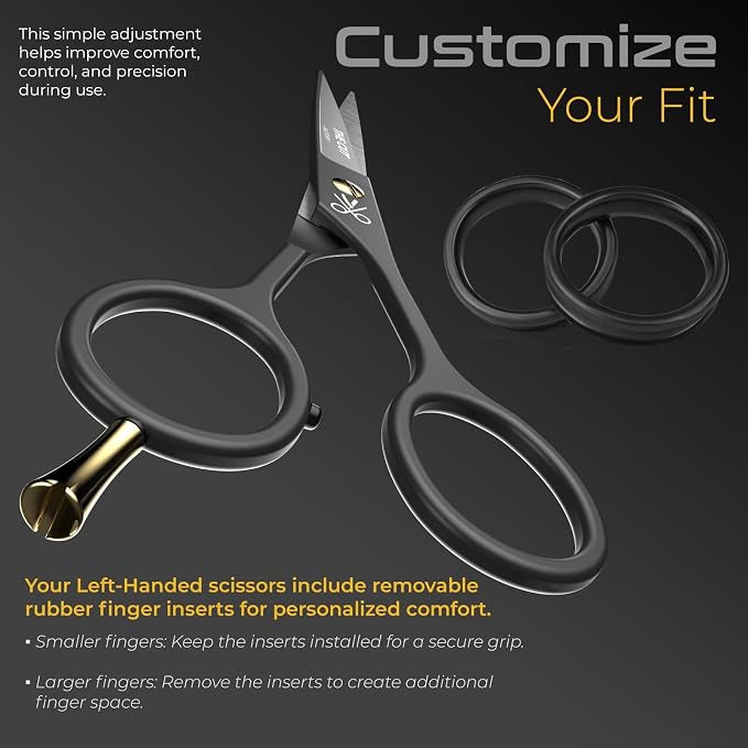 Left Handed Barber Scissors Professional 6 Inch - Serrated Edge Hair Cutting Shears for Lefties, Japanese Stainless Steel Salon Scissors for Men & Women, Includes Premium Leather Pouch & Gift Box