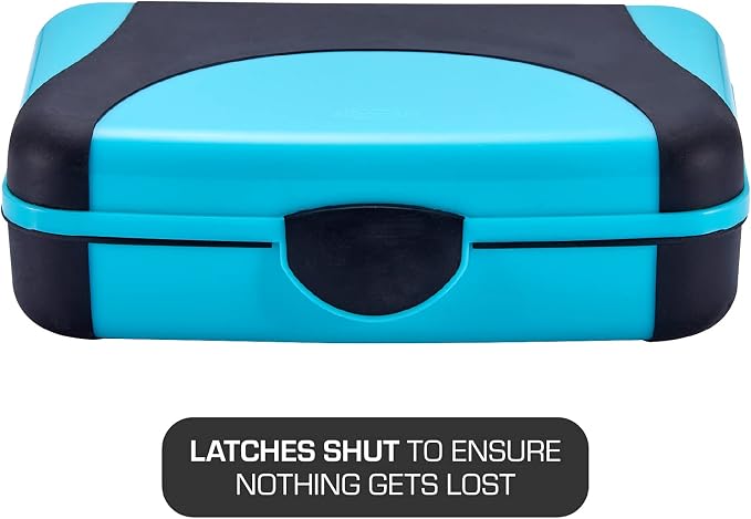 LockerMate by Bostitch Hard Pencil Case, Durable Plastic Pencil Box, Kid-Friendly Design, Blue & Black