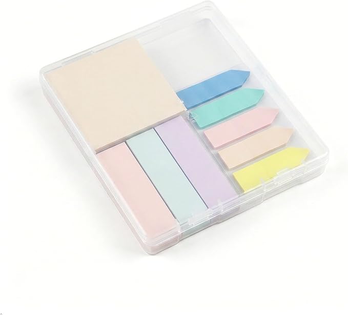 500Pcs Morandi Sticky Notes Set, 3"x3" Square Pad 100 Sheets, 3"x0.75" Strip Notes 300 Sheets, Index Tabs 100 Tabs, Cute Pastel Stationery for Desk Office School