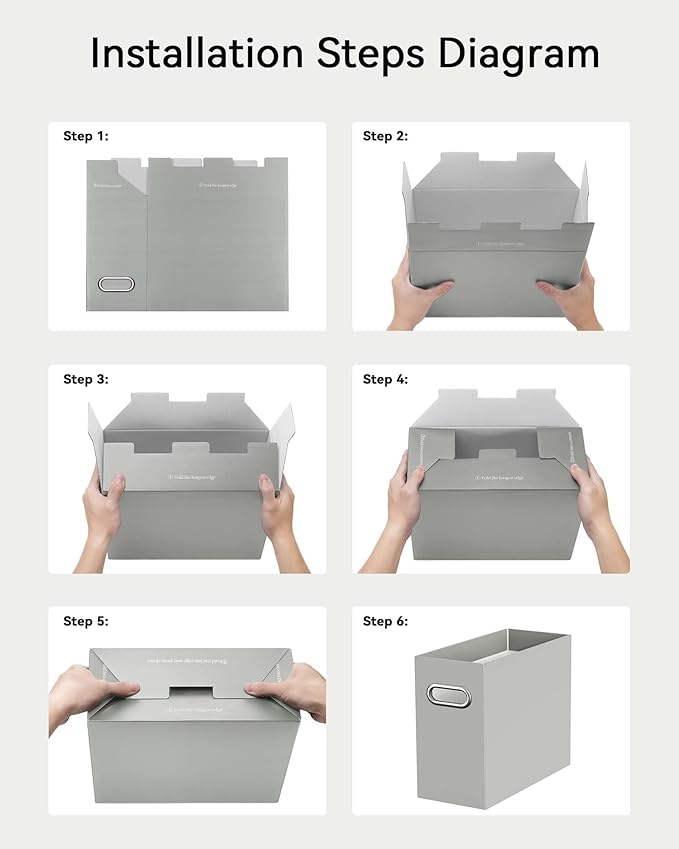 Oterri File Organizer Box, Portable Collapsible Cardboard File Folder Organizer with Handle for Letter Size Hanging Files, Document Storage Box for Home Office & Classroom (8 Packs,Colorblock)