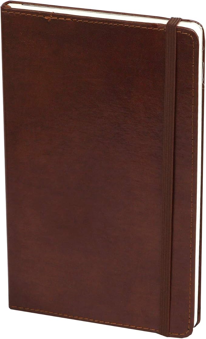 C.R. Gibson MJ5-4792 Brown Bonded Leather Notebook with 240 Ruled Pages, 5" W x 8.25" H