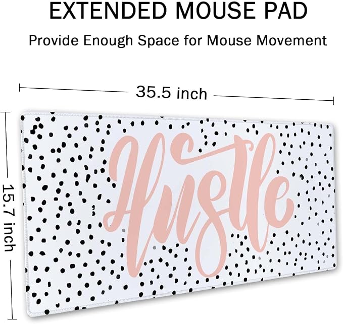 SSOIU Large Mouse Pad, Cute Hustle Desk Mat for Desktop, Women Girls Waterproof Gaming Mousepad, Polka Dot Computer PC Laptop Protector Writing Pads for School Office Home 35.5" x 15.7"