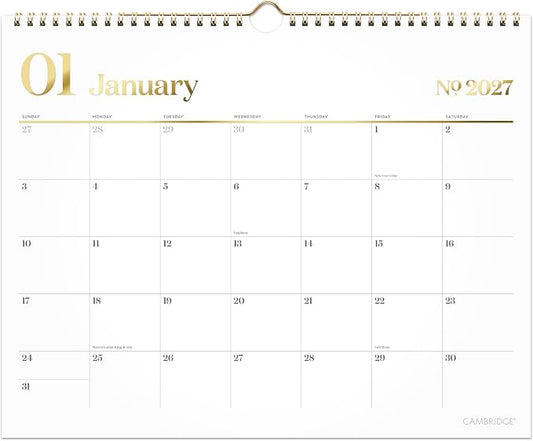 Mead Cambridge 2027 Wall Calendar, Monthly, 15" x 12" Planner, WorkStyle, White (1606-707-27)